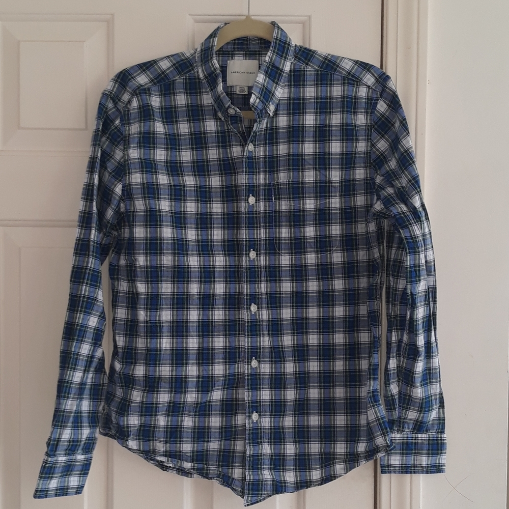Men's Plaid American Eagle Button Down Size M - Picture 1 of 4
